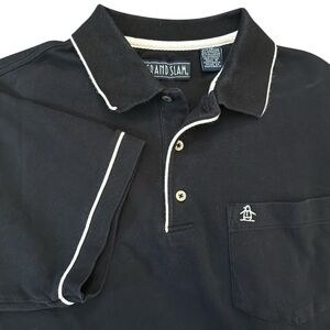 Vintage Grand Slam Penguin Black Polo Shirt Short Sleeve Cotton Stretch Large